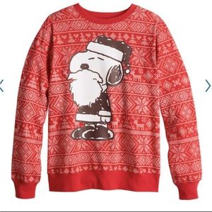 Peanuts Women’s Christmas Ugly Sweater Snoopy Fleece Top Holiday Sz Small S
